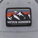 Never Summer Retro Sunset Trucker Hat - heather grey/black mesh - front detail