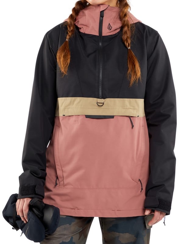 volcom women's ashfield pullover jacket - earth pink l