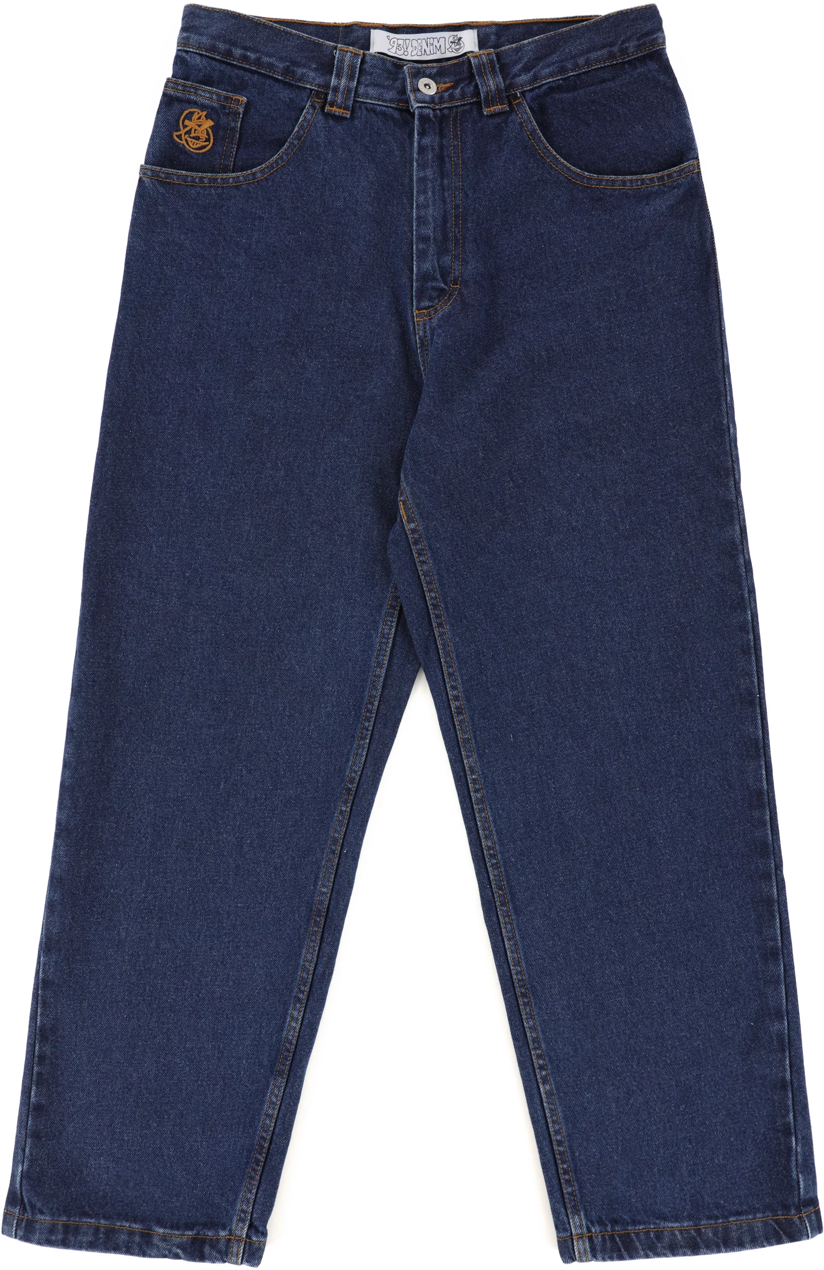 Mid Blue - Polar 93 Denim dye Jeans - cross logo swimming shorts