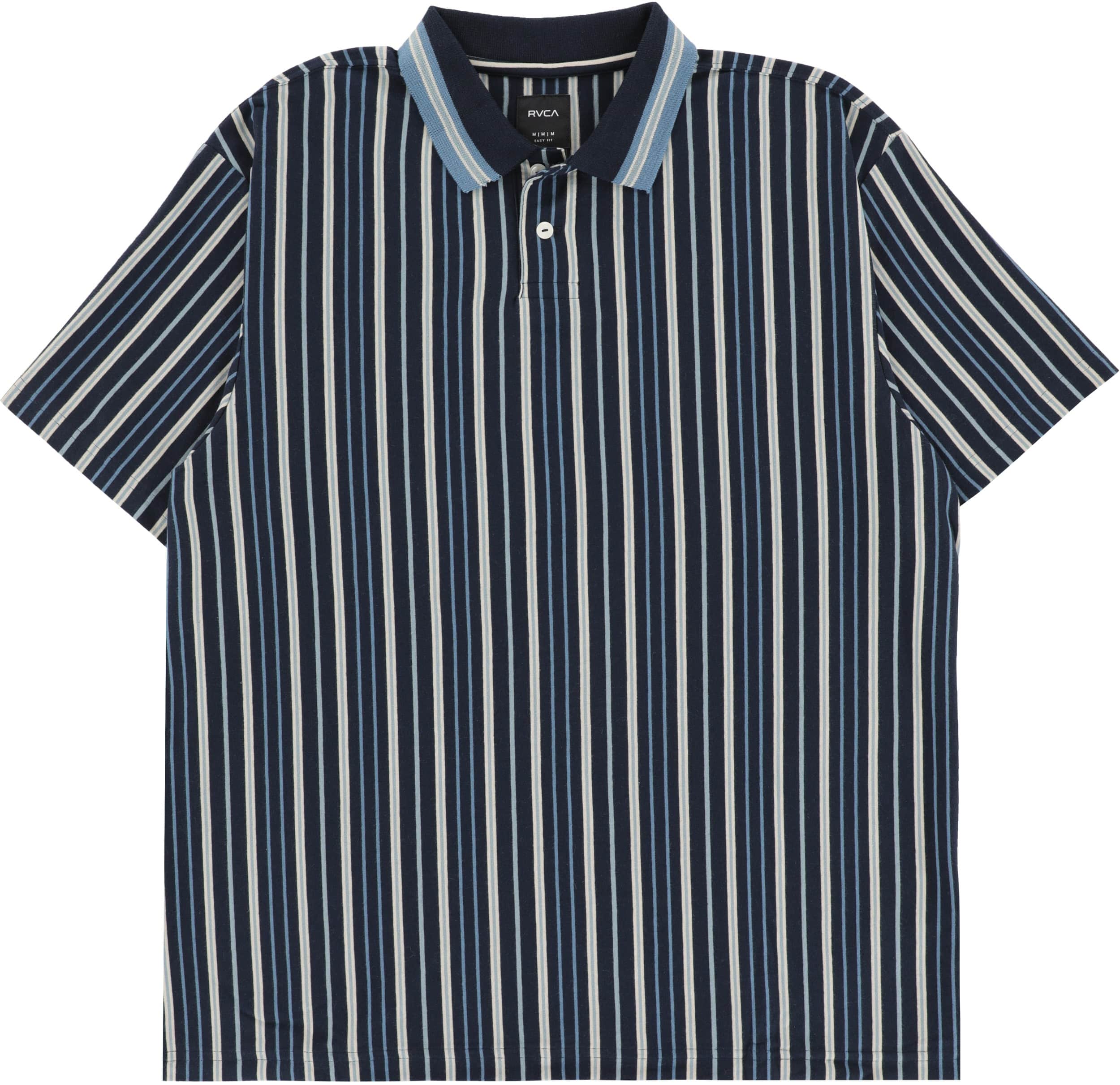 RVCA Uptown Stripe Polo Shirt - moody blue | Tactics