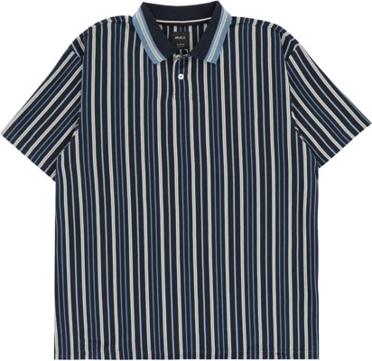 RVCA Uptown Stripe Polo Shirt - moody blue - view large