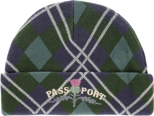 Passport Thistle Beanie - green tartan - view large