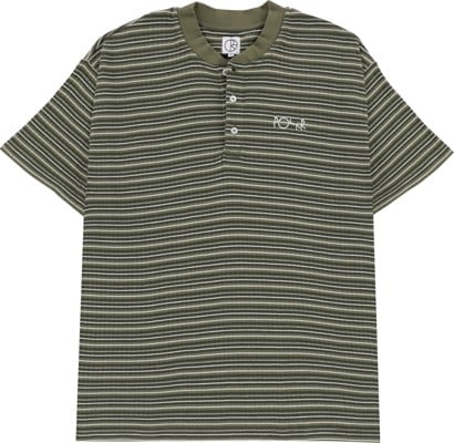 Polar Skate Co. Stripe Rib Henley T-Shirt - uniform green - view large