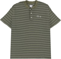 Polar Skate Co. Stripe Rib Henley T-Shirt - uniform green