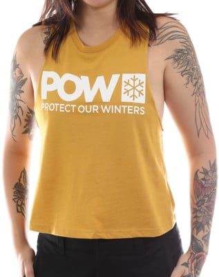 Protect Our Winters Women's POW Stacked Logo Racerback Cropped Tank - heather mustard - view large