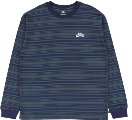 Nike SB Stripe L/S T-Shirt - midnight navy/deep jungle - view large