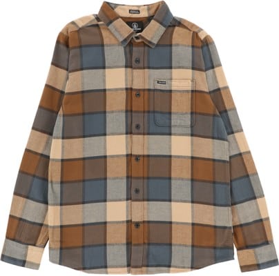 Volcom Caden Plaid Flannel Shirt - mud/dark slate - view large