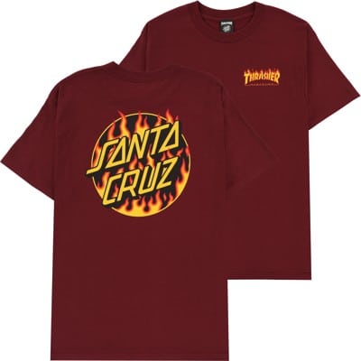 Santa Cruz Thrasher Flame Dot T-Shirt - burgundy - view large