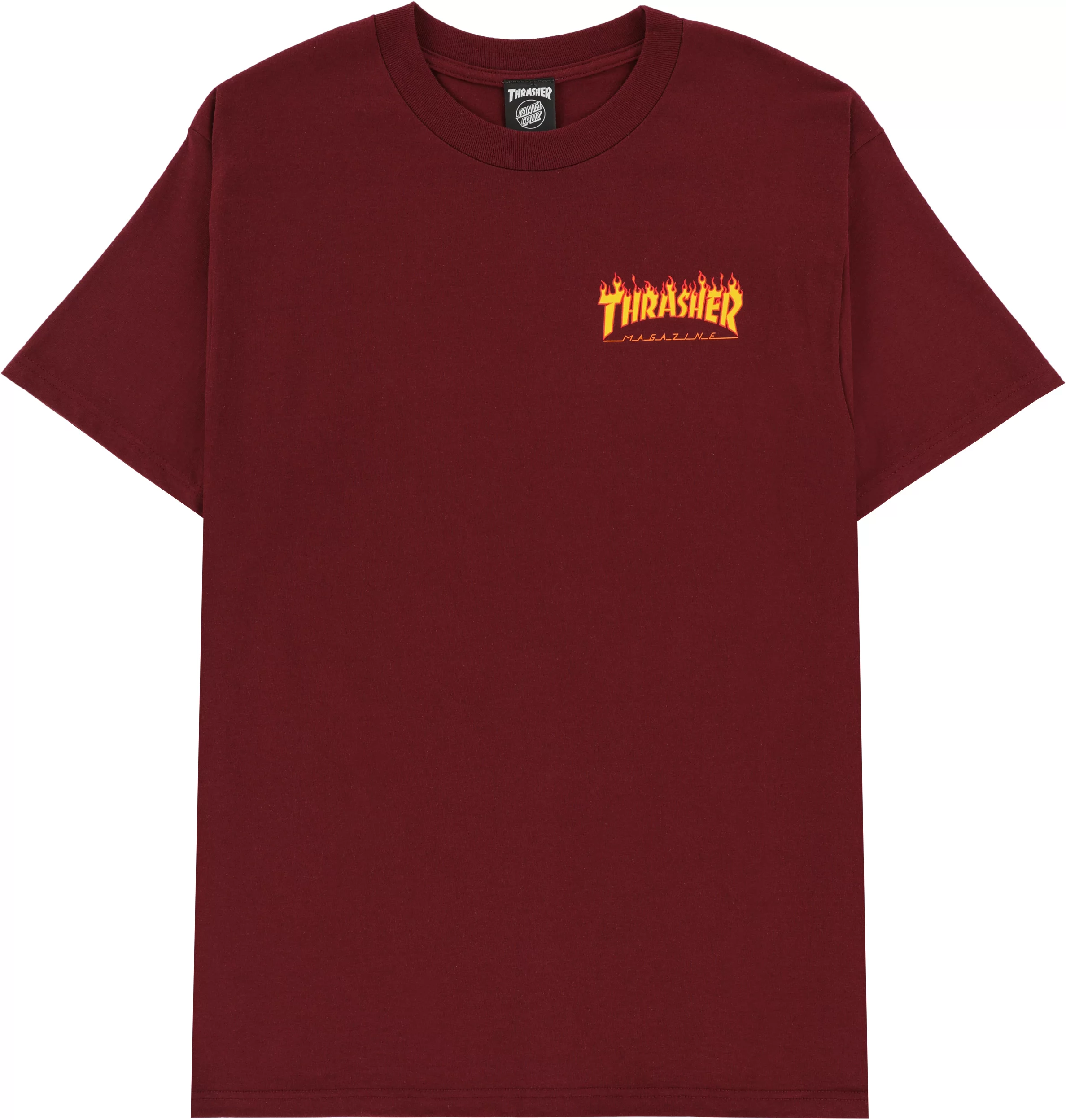 Santa Cruz Thrasher Flame burgundy Tactics Dot T-Shirt | 