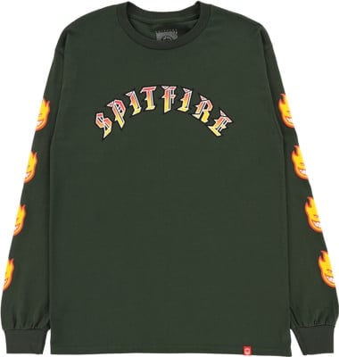Spitfire Old E Bighead Fill Sleeve L/S T-Shirt - forest green/gold-red - view large