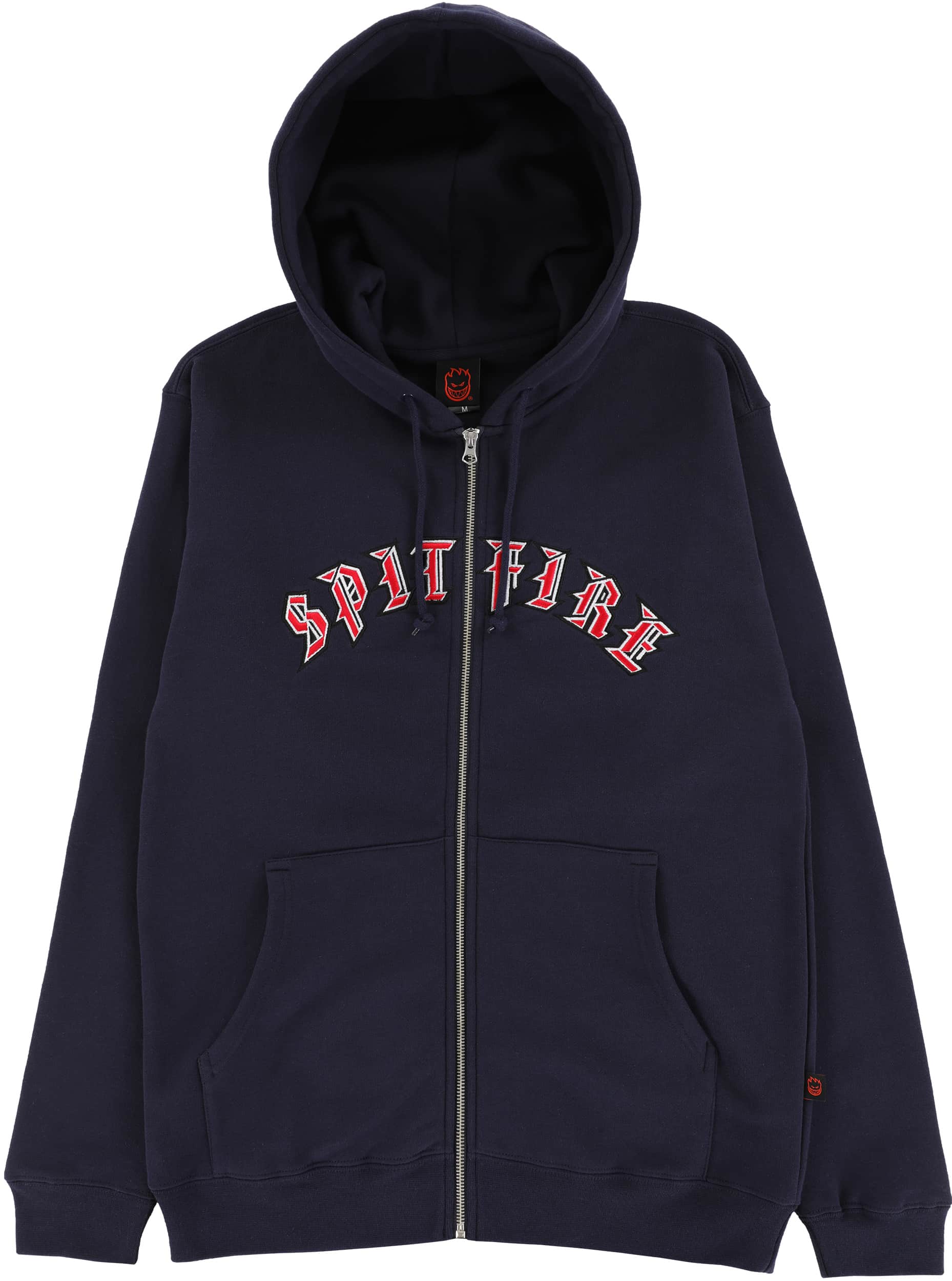 Spitfire Old E Embroidered Zip Hoodie - deep navy/red-white | Tactics