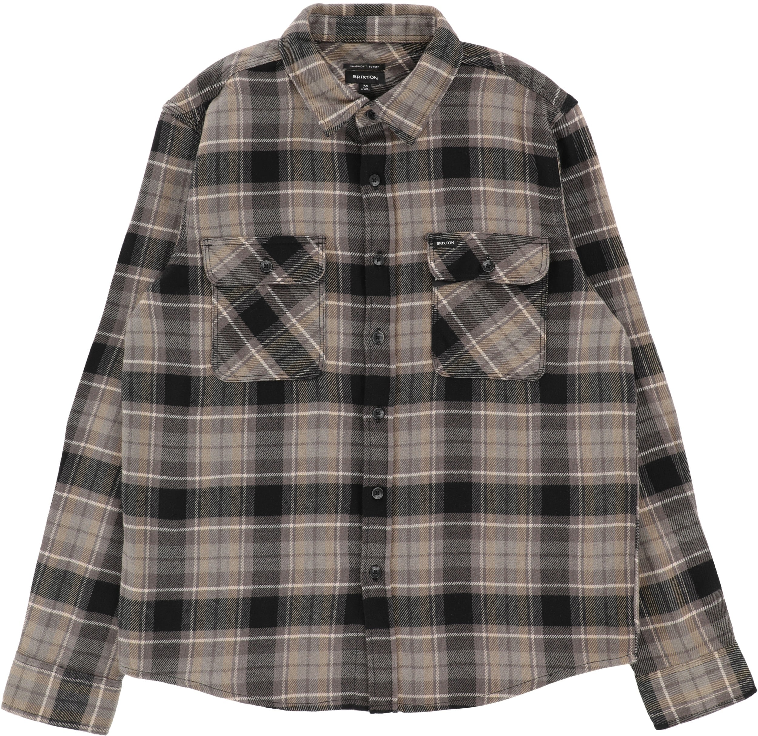 Brixton Bowery Flannel - black/charcoal/oatmeal | Tactics