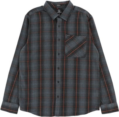 Volcom Heavy Twills Flannel Shirt - dark slate - view large