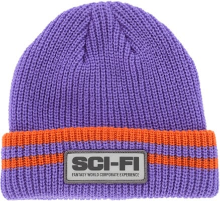 Sci-Fi Fantasy Reflective Patch Striped Beanie - purple/orange - view large