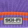 Sci-Fi Fantasy Reflective Patch Striped Beanie - purple/orange - front detail