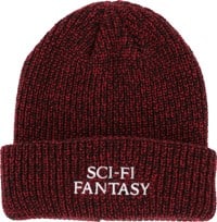 Sci-Fi Fantasy Mixed Yarn Beanie - red/black