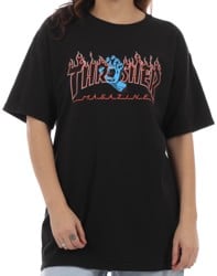 Santa Cruz Women's Screaming Flame Logo Boyfriend T-Shirt - pigment black