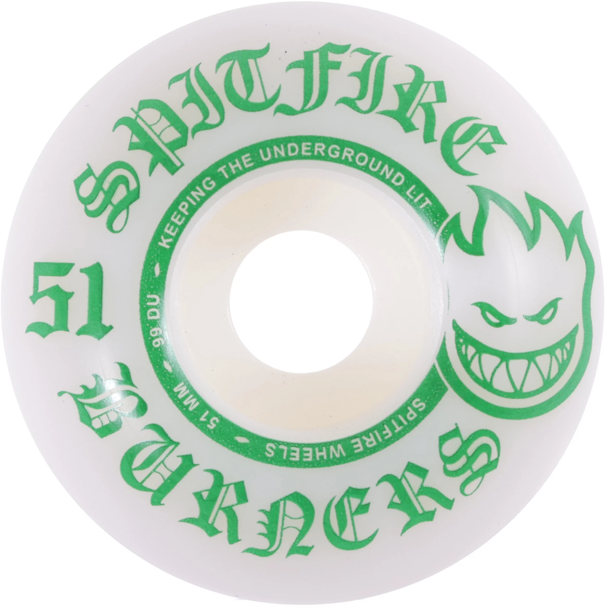 Spitfire 99DU Burners 52mm Bighead Skateboard Wheels Green