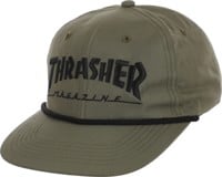 Thrasher Logo Rope Snapback Hat - olive/black