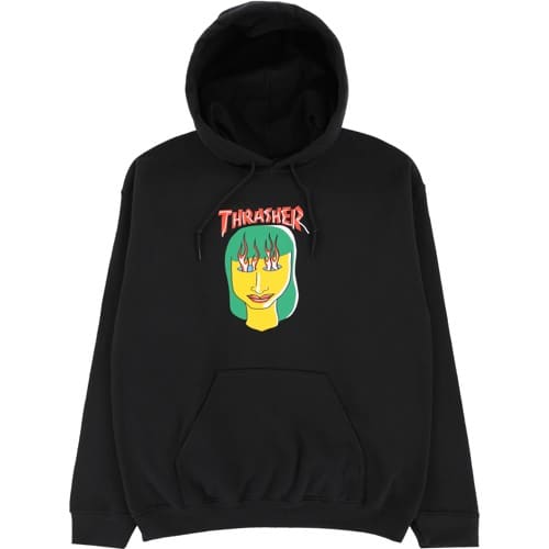 【THRASHER】 GONZ HOOD [BLACK/ORANGE] Thrasher Gonz Logo Black & Orange Hoodie | Zumiez