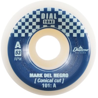 Dial Tone Wheel Co. Del Negro Capitol Conical Skateboard Wheels - white/blue (101a) - view large