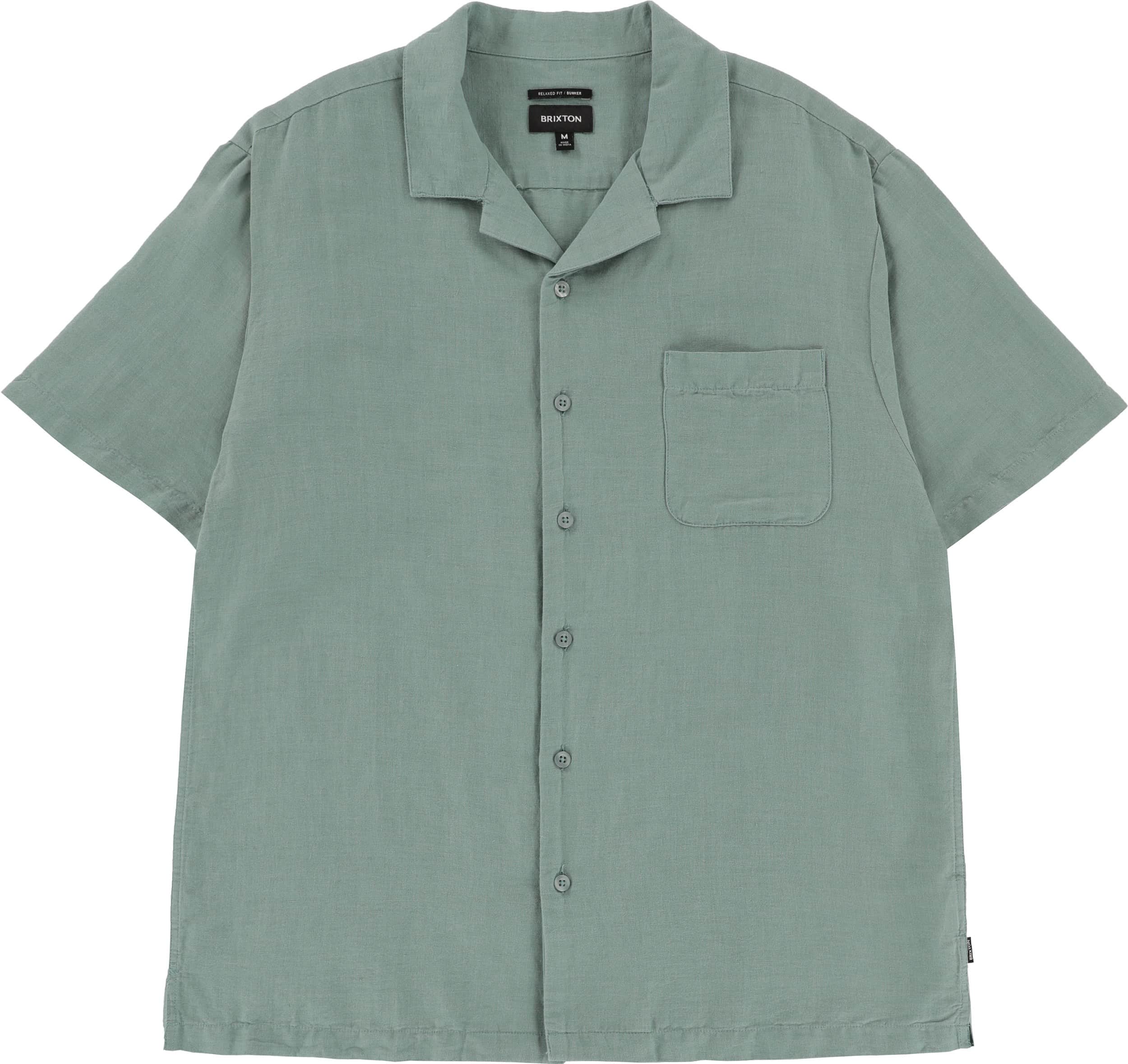 Brixton Bunker Linen Blend S/S Shirt - chinois green | Tactics