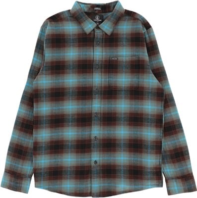 Volcom Caden Plaid Flannel Shirt - black/teal/brown - view large