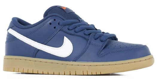 Nike SB Dunk Low Pro SB Skate Shoes - (orange label) navy/white-navy-gum light brown - view large