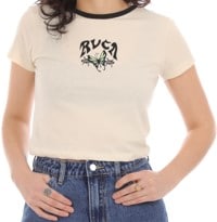 RVCA Women's Shrunken Ringer T-Shirt - cream