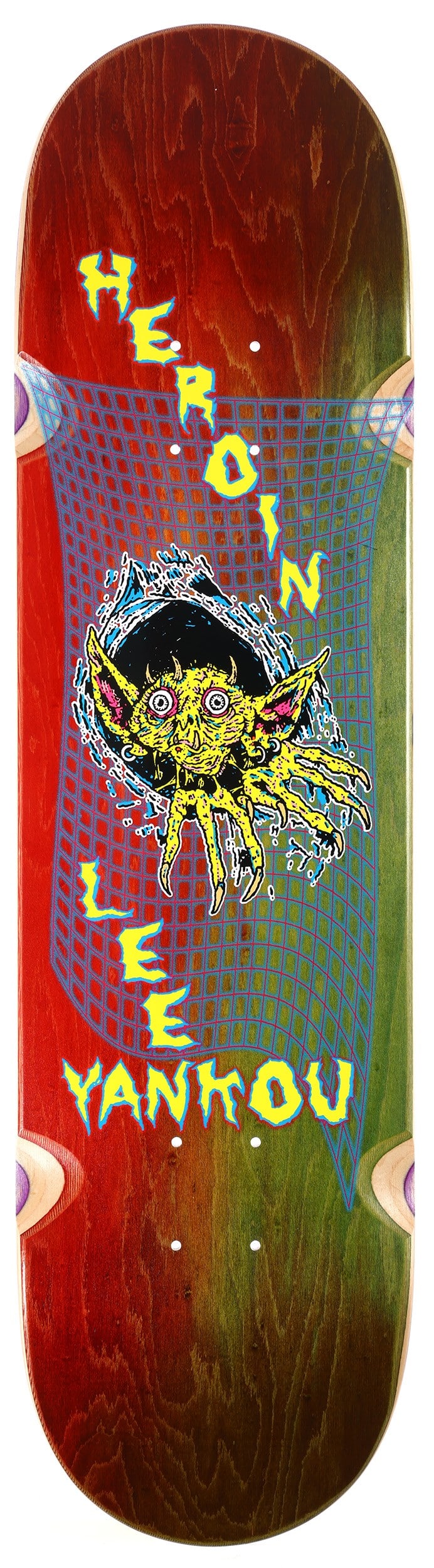 Heroin Yankou Imp Invader 8.25 Wheel Wells Skateboard Deck green/red fade Tactics