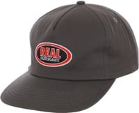 Real Oval Snapback Hat - charcoal/red