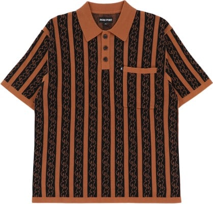 Passport Pattoned Knit Polo Shirt - caramel - view large