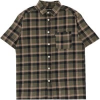 Passport Stem Logo Workers Check S/S Shirt - moss