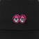 Krooked Eyes Strapback Hat - black/pink - front detail
