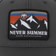 Never Summer Retro Sunset Trucker Hat - charcoal/black mesh - front detail