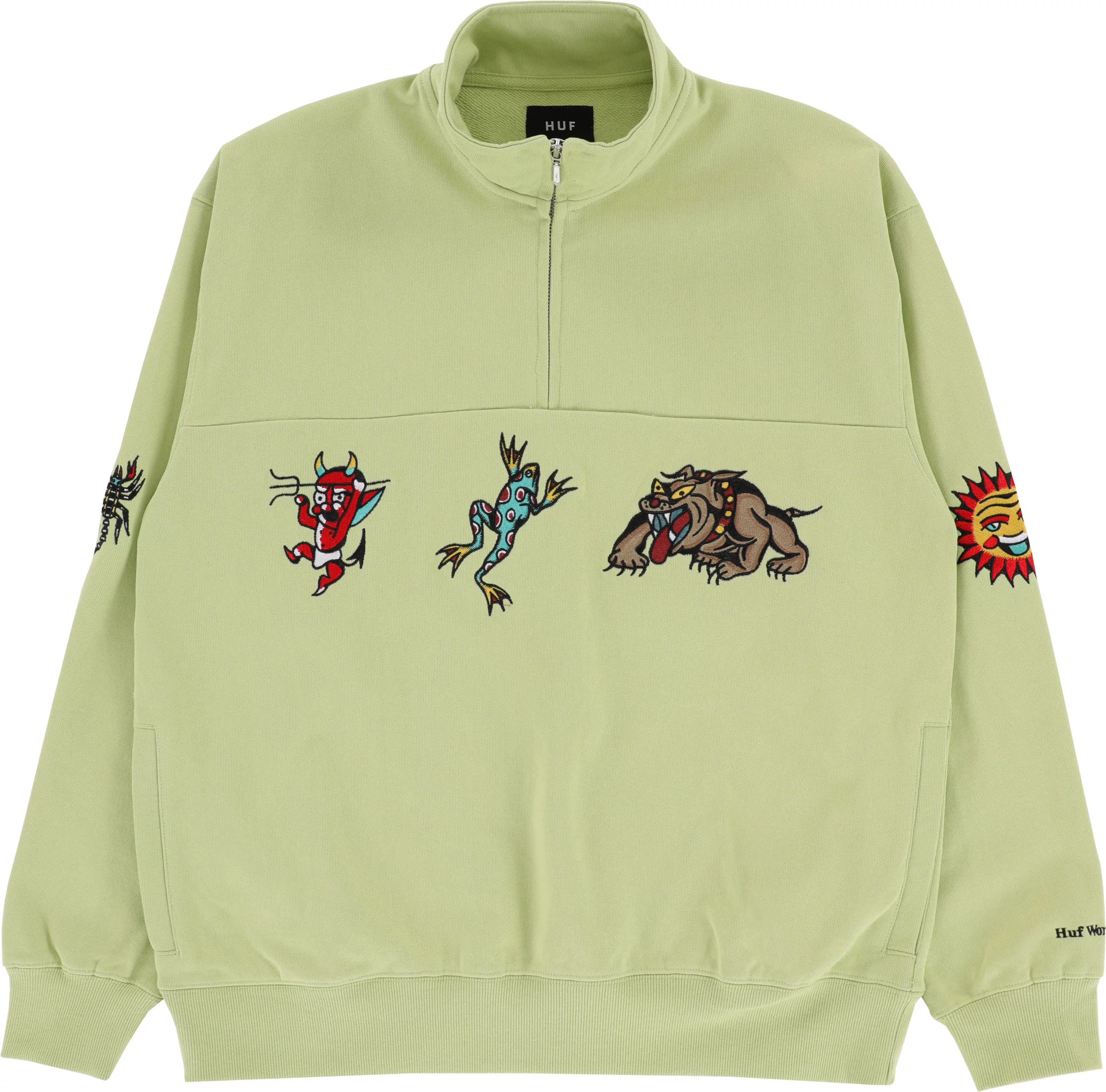 HUF Bledsoe Quarter Zip Sweatshirt - pistachio | Tactics