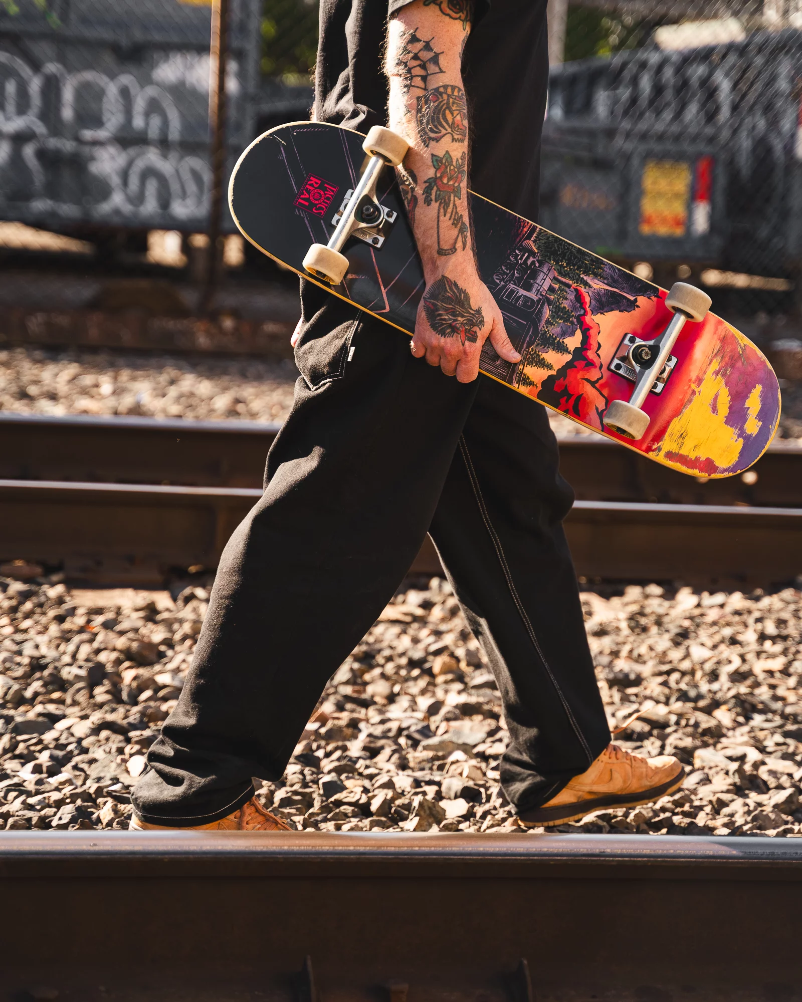 Tactics Real x Tactics Railway 8.5 Skateboard Deck - multi