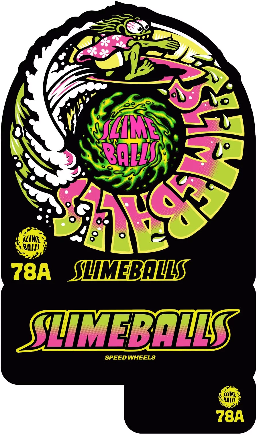 Skateboard Wheels Slime Balls 60mm Slime Surfer - 78a OG Slime