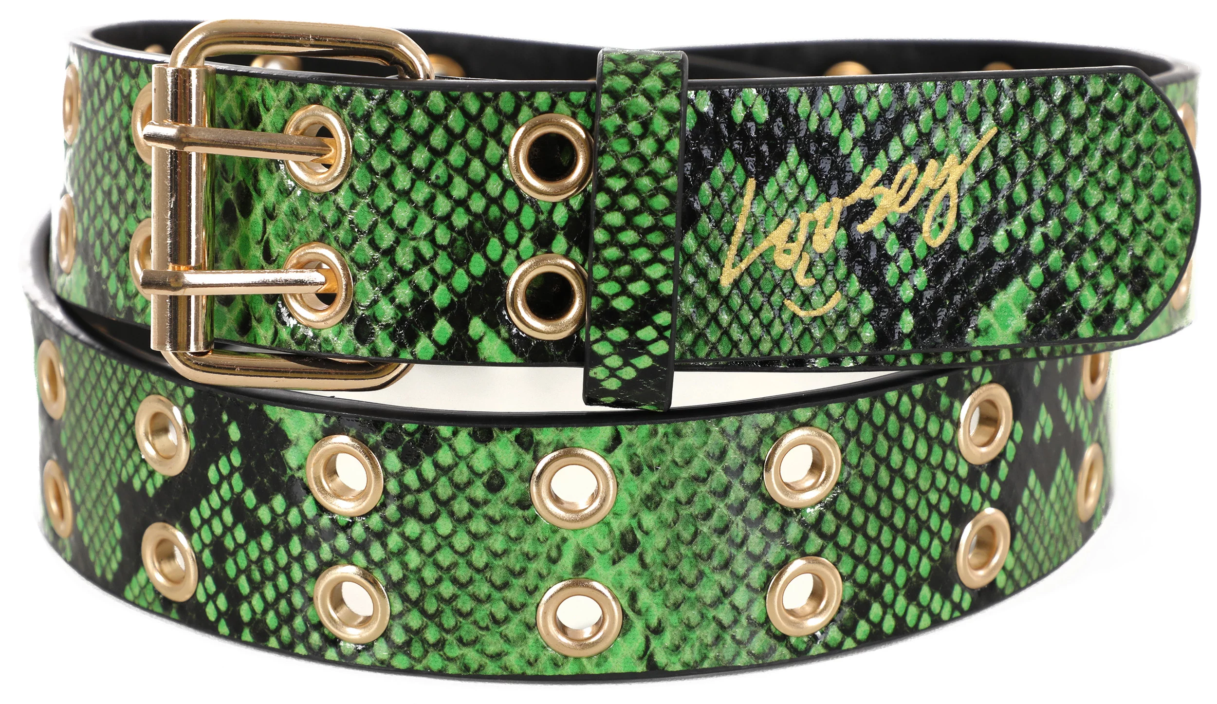 Loosey Snake Skin Grommet Belt - green | Tactics display picture 2