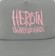 Heroin Script Snapback Hat - grey/pink - front detail