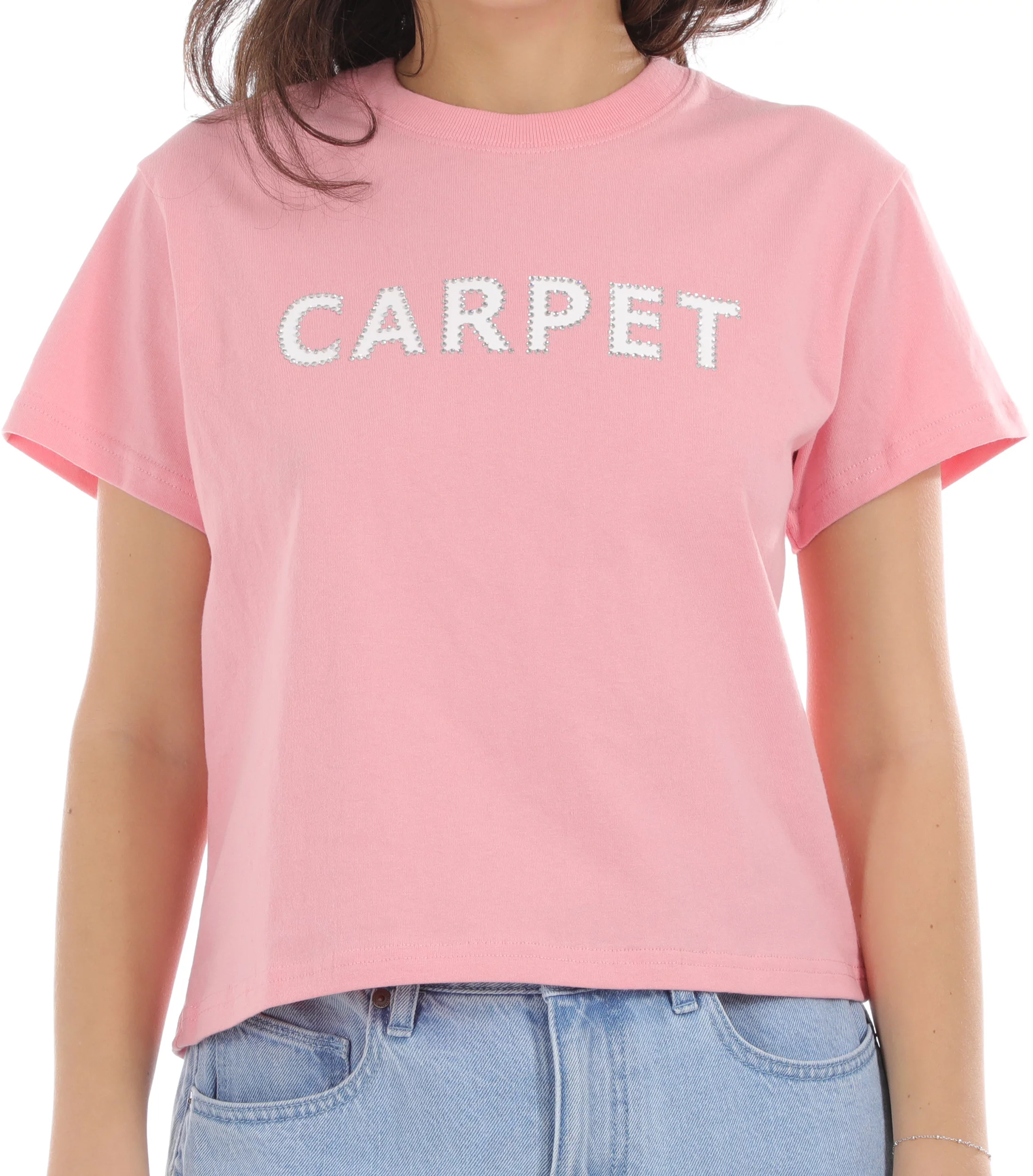 Carpet Women's Rhinestone Logo T-Shirt - pink | Tactics
