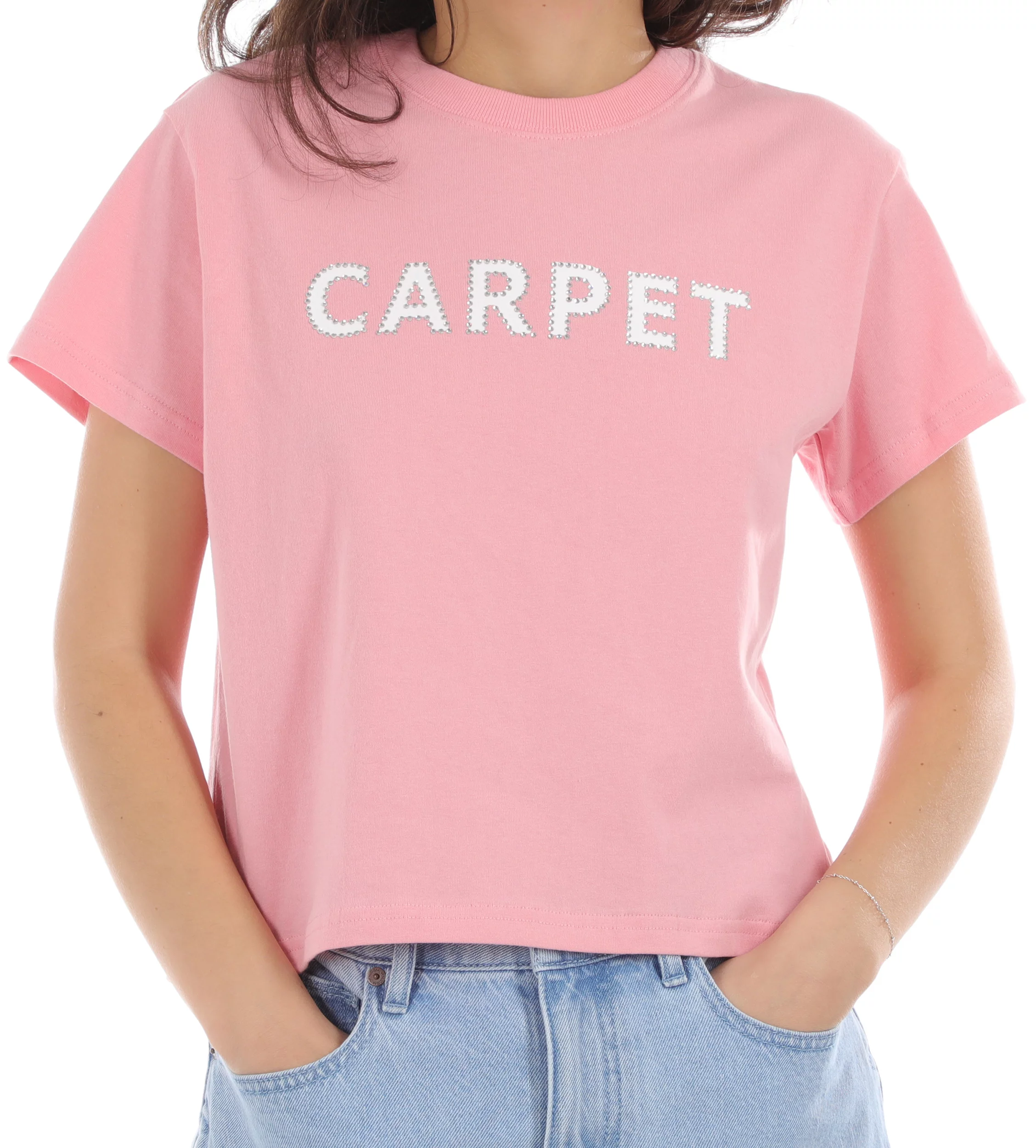 Treat Ürself rhinestone T-shirts ピンク Treat Ürself rhinestone long T-shirts