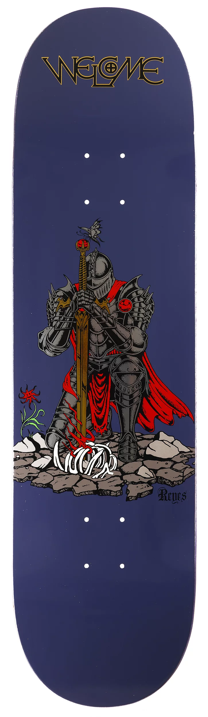 Welcome Reyes Paladin 8.5 Skateboard Deck - purple/gold foil | Tactics