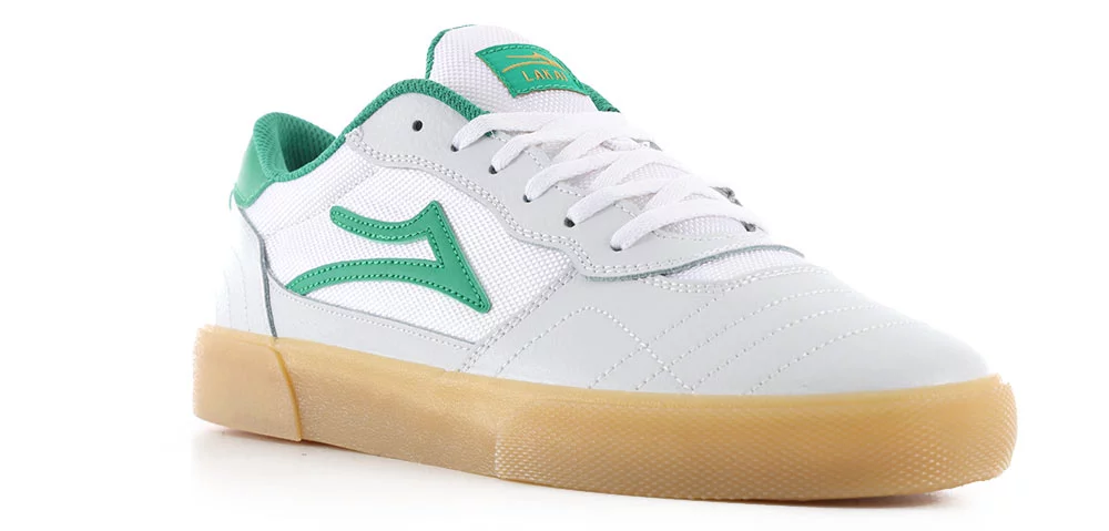 Lakai Cambridge Skate Shoes white/green leather Tactics