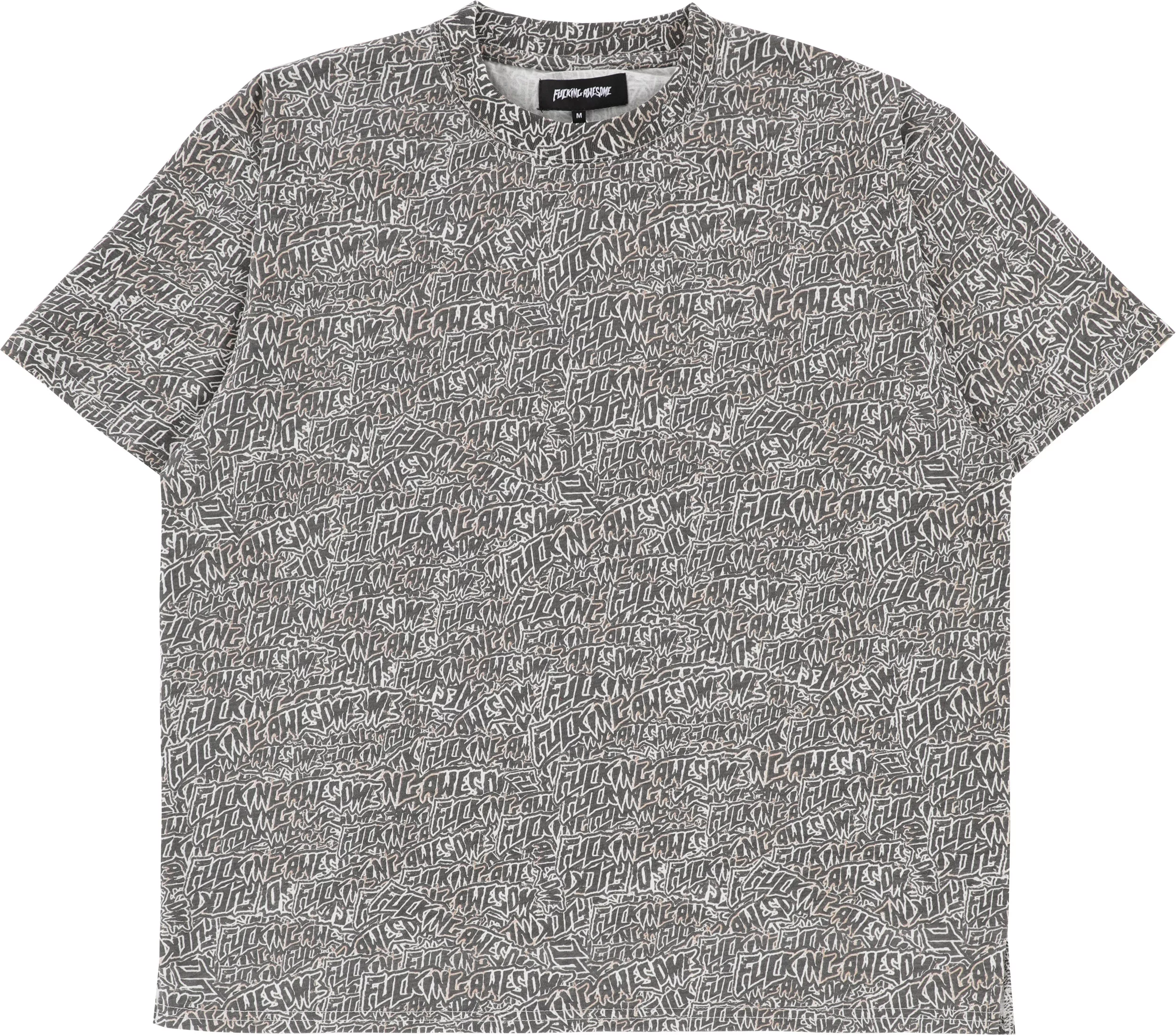 【FUCKING AWESOME】 BURNT STICKER STAMP TEE AOP Fuck You Short Sleeve Tee – Fucking Awesome
