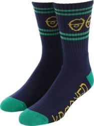Krooked Eyes Sock - navy/green/yellow