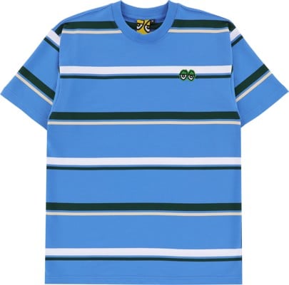 Krooked Eyes Embroidered Stripe T-Shirt - blue/green stripe - view large