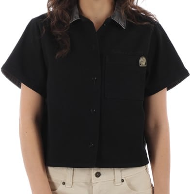 Tactics Women's Crop Button Shirt - (cherries wheels) black - view large