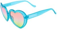 Happy Hour Heart Ons Sunglasses - blue sparkle/mai tai lens