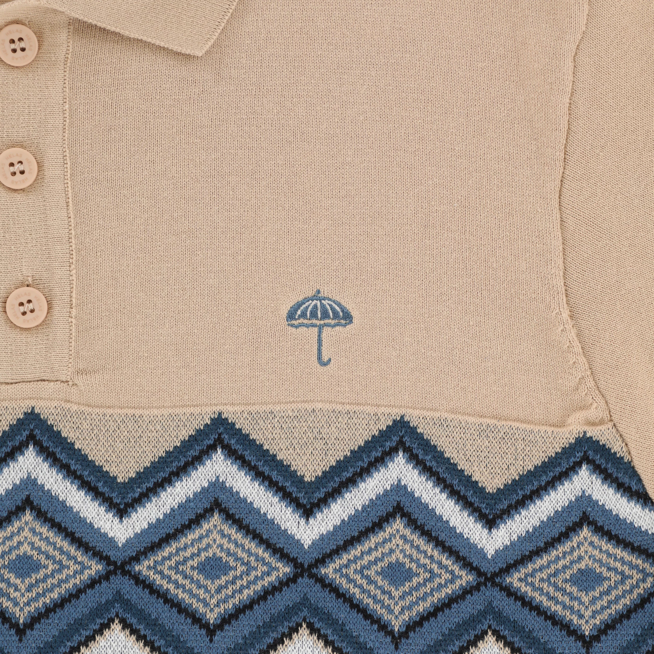 Helas Ete Knit Polo Shirt - beige | Tactics